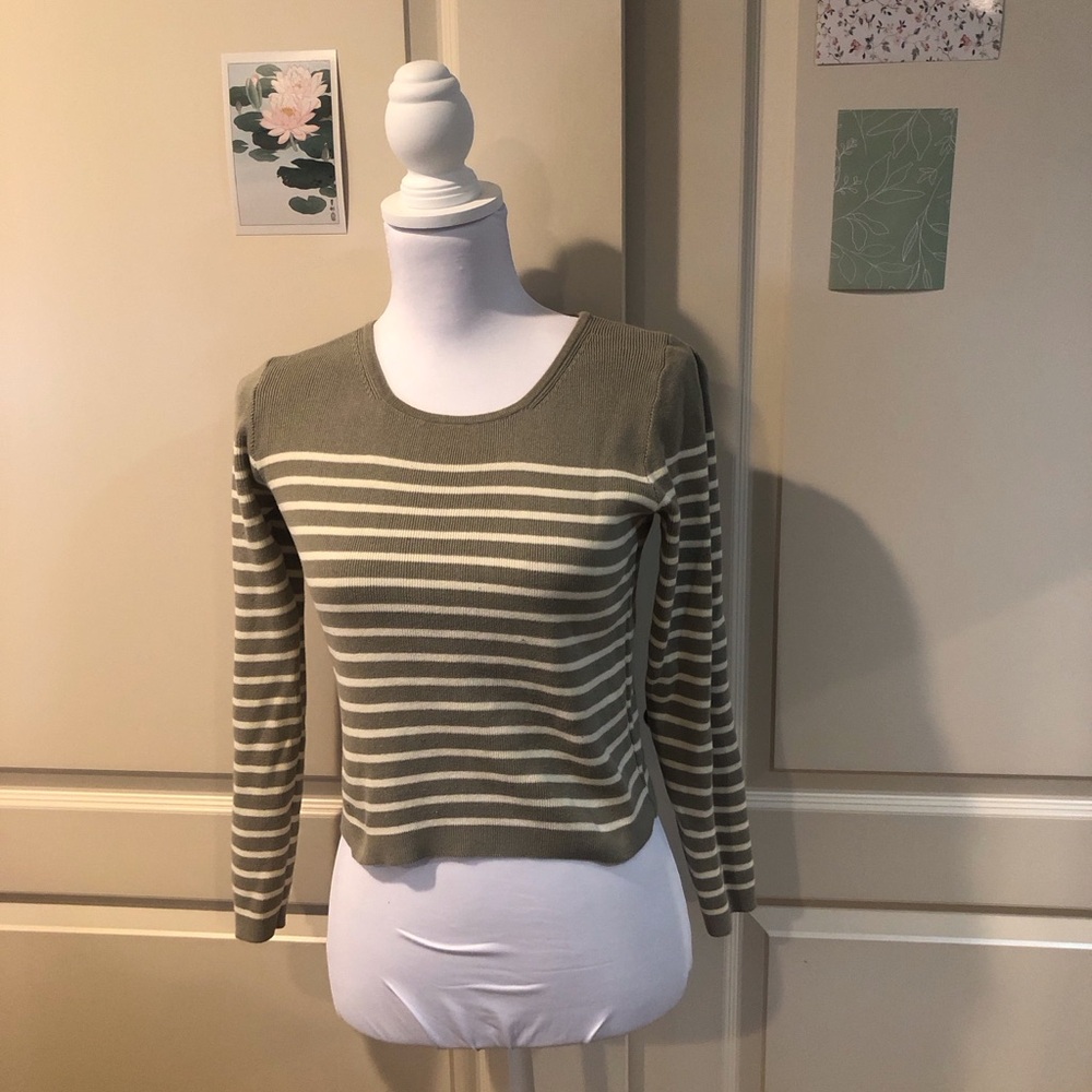 Gap Striped Olive Green Sweater